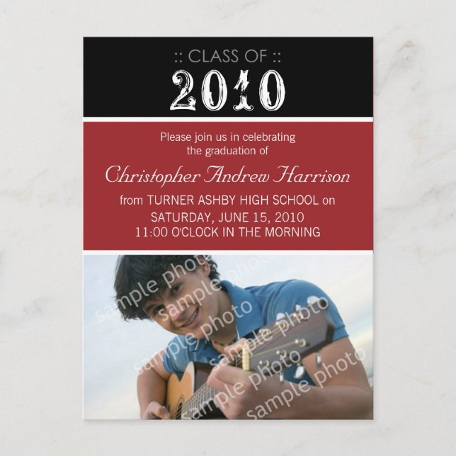 Postkort för plocka-er-Färg-Studenten Inbjudan Vykort (Framsida)