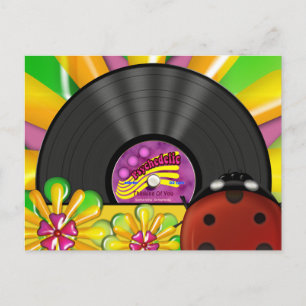 Postkort för Psychedelic Vinyl Record Personlig Vykort