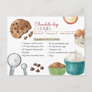 Postkort för recept för Chocolate Chip Cookies Rec Vykort