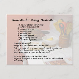 Postkort för recept för Zippy Meatbullar Vykort