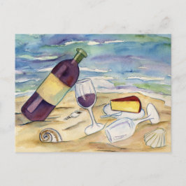 Postkort för Red Vin och Cheese Beach Party Vykort