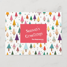 Postkort för Retro Cute Julgranar Helg Vykort