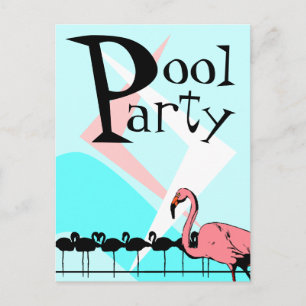 Postkort för Retro Flamingo Bassäng-inbjudningar Inbjudan Vykort
