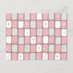 Postkort för Retro Rosa Starbursts Vykort