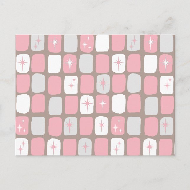 Postkort för Retro Rosa Starbursts Vykort (Framsida)