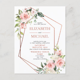 Postkort för Rosa av koppargeometrisk persikofärga Meddelande Vykort