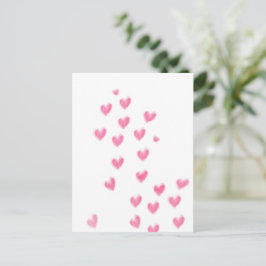 Postkort för Rosa av vattenfärghearter Vykort