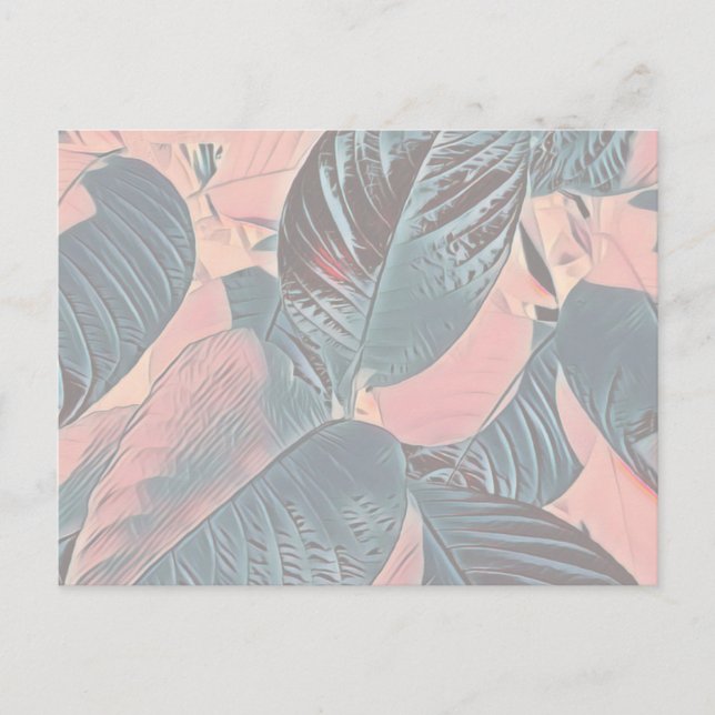 Postkort för rosa botaniskt Löv (anpassa) Vykort (Framsida)