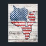 Postkort för Sebago Sjö Maine Karta Vykort<br><div class="desc">Visa ditt Sebago Sjö,  Maine och USA-pride!  Detta vykort visningar karta i Sebago Sjö,  Maine som är fylld med röd,  vit och blå amerikansk flagga.  Anpassa det med ditt namn och/eller adress.  Skicka ett vykort från ditt hus eller läger i sjö och berätta för alla om detta vackra ställe!!</div>