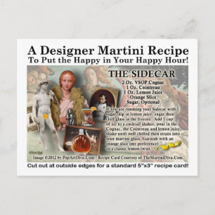 Postkort för sidecar Cocktail Recipe Vykort