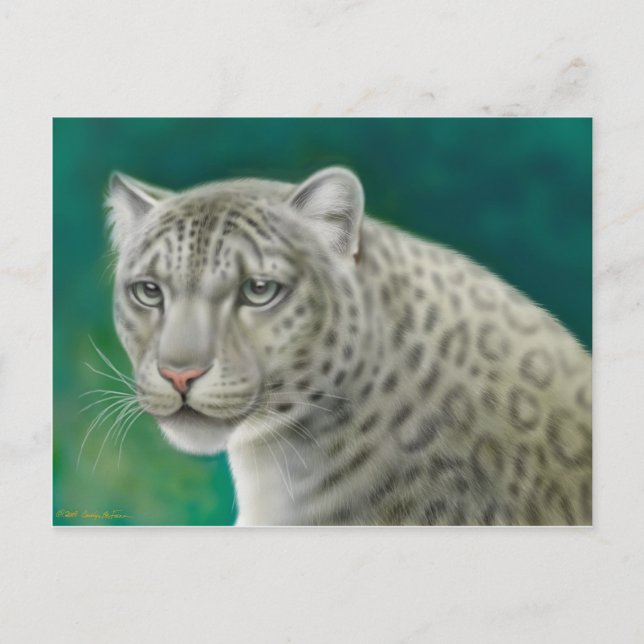 Postkort för snö Leopard Vykort (Framsida)