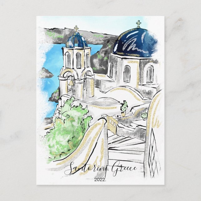 Postkort för sommarminnen på Santorini-ön Grekland Helg Vykort (Framsida)