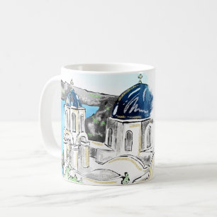 Postkort för sommarminnen på Santorini-ön Grekland Kaffemugg