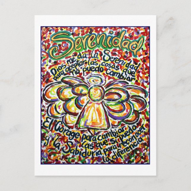 Postkort för spansk Serenity Prayer Angel Vykort (Framsida)