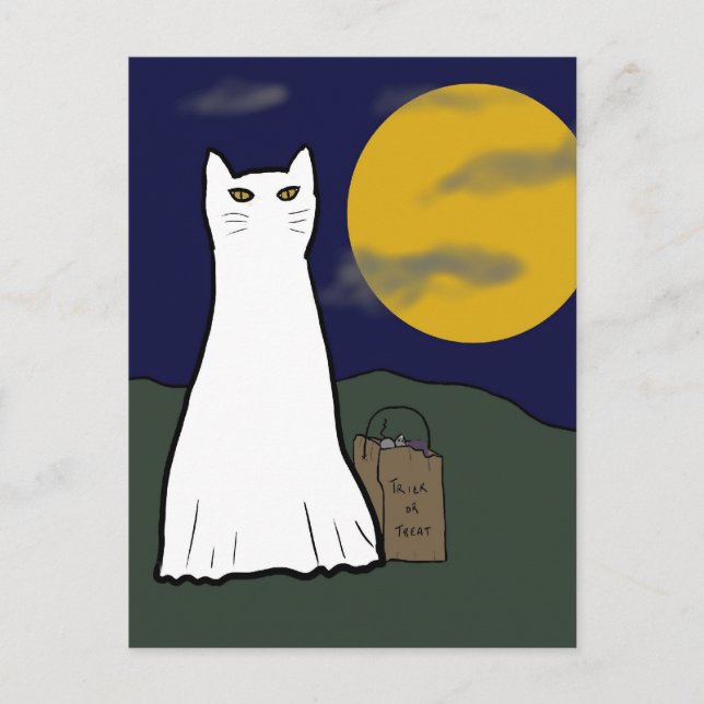 Postkort för Spooky Bus eller godis Kattunge Vykort (Framsida)