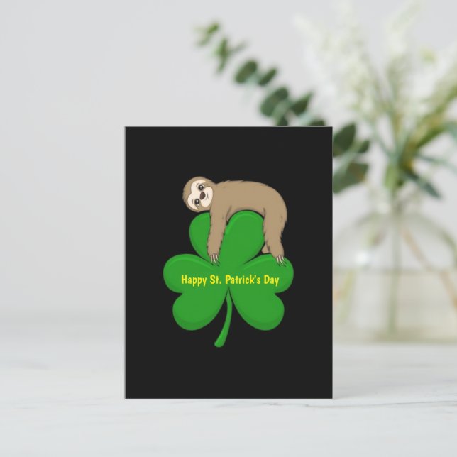 Postkort för St. Patrick's Day Sloth Vykort (Stående Fram)