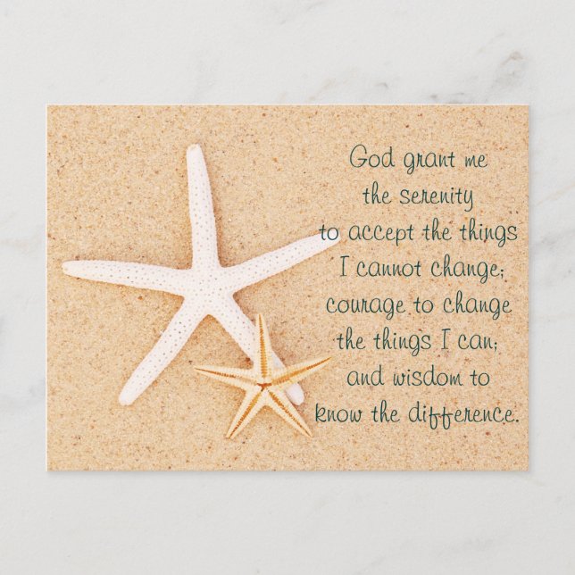 Postkort för Starfish Serenity Prayer Vykort (Framsida)