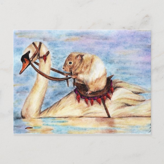 Postkort för svan Back Riding (Hamster) Vykort (Framsida)