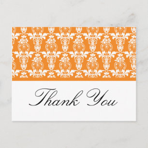 Postkort för Tack av orange Damask Vykort