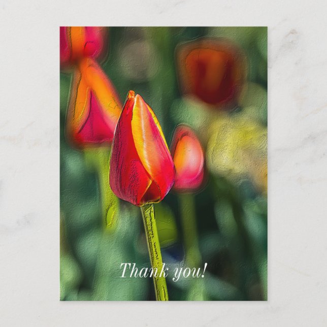 Postkort för texturerat tulip Garden Tack Vykort (Framsida)