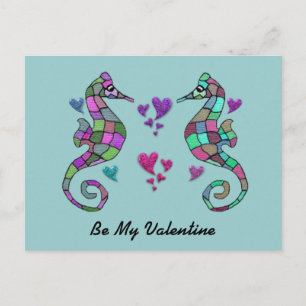 Postkort för Valentineser för sjöhästar Rainbow Helg Vykort