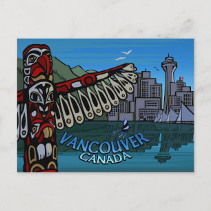Postkort för Vancouver Totem Pole & Landmarks Card Vykort