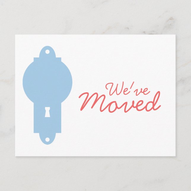 Postkort för Vi har flyttat i placblått dörrar Meddelande Vykort (Framsida)
