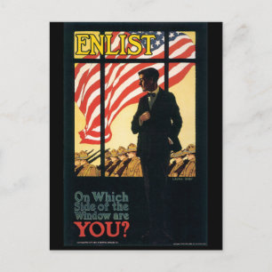 Postkort för vintage Krig, Poster Vintage Enlist Vykort