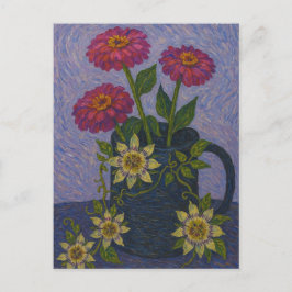 Postkort för Zinnia- och passionsblommor Vykort