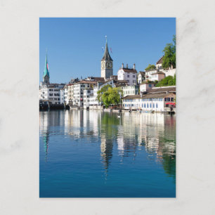 Postkort för Zurich River Scene Vykort