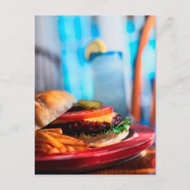 POSTKORT HAMBURGARE OCH POMMES VYKORT (Framsida)