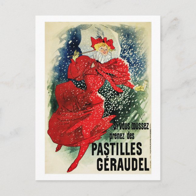 Postkort: Jules Chéret. - Pastilles Geraudel Vykort (Framsida)