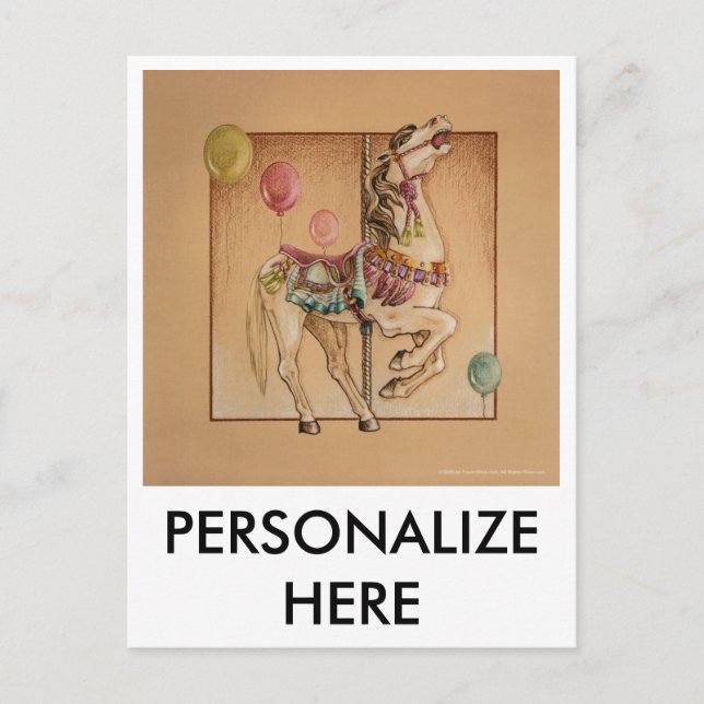 Postkort - Lycklig Horse Carousel Vykort (Framsida)