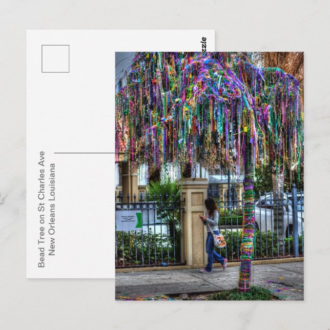 Postkort Mardi Gras Bead Träd Vykort (Fram/baksida)