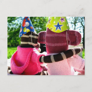 Postkort Mars Sock monkey - födelsedag Vykort