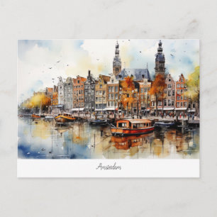 Postkort med Amsterdam, Nederländerna Vykort