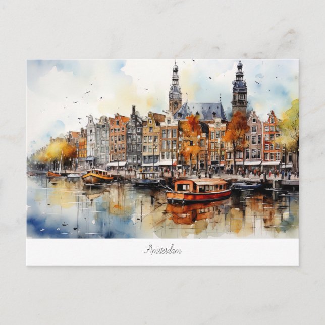 Postkort med Amsterdam, Nederländerna Vykort (Framsida)