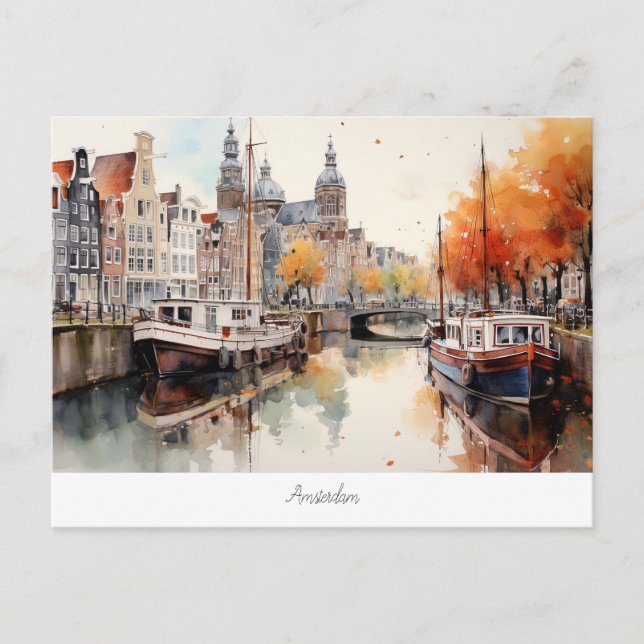 Postkort med Amsterdam, Nederländerna Vykort (Framsida)