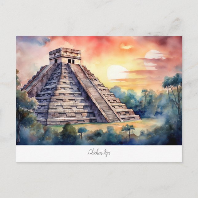 Postkort med Chichen Itza, Mexiko. Vykort (Framsida)