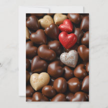 Postkort med chokladkärlekshjärta