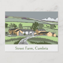 Postkort med Cumbrian Farmhouse-scen