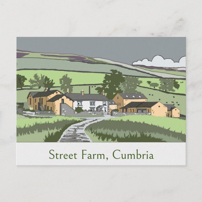 Postkort med Cumbrian Farmhouse-scen Vykort (Framsida)