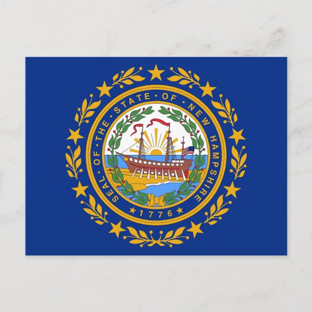Postkort med Flagga av New Hampshire State - USA Vykort (Framsida)
