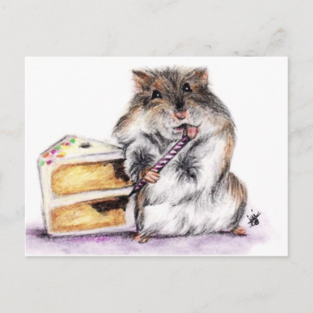 Postkort med födelsedagstid (Hamster) Plain Vykort (Framsida)
