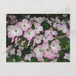 Postkort med rosa blommor - Snart frisk igen Vykort