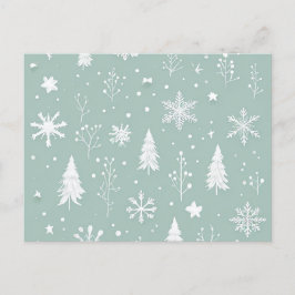Postkort med vitt träd och snöflingor vykort