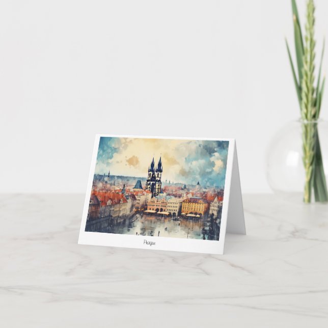 Postkort Prag-natten i Tjeckien Tack Kort (Framsida)