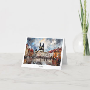 Postkort Prag-natten i Tjeckien Tack Kort