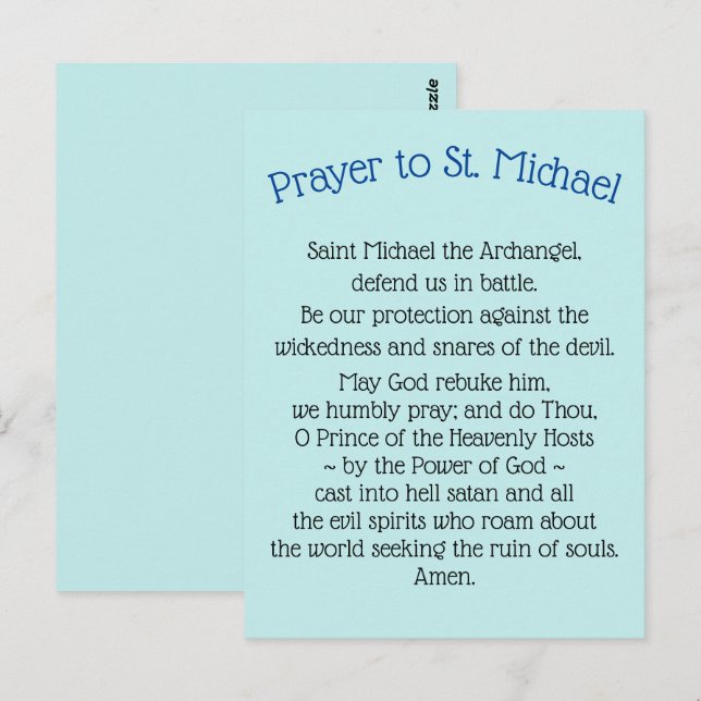 Postkort Prayer till Saint Michael Archangel Vykort (Fram/baksida)