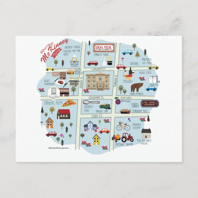 Postkortet i Downtown McKinney Texas Vykort (Framsida)